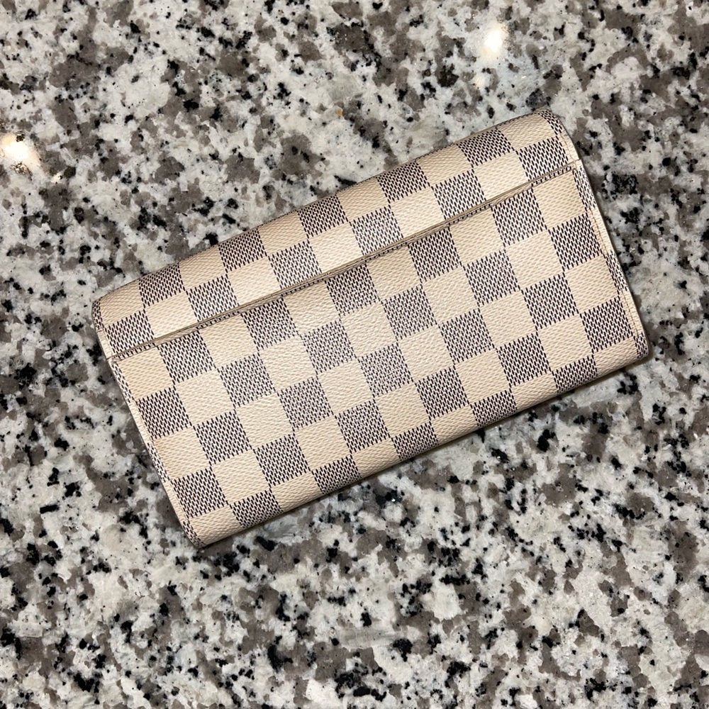 AUTH LOUIS VUITTON Damier Azur Portefeuille Sarah Wallet - Picture 4 of 8
